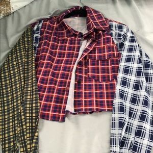 Multicolor striped cropped flannel